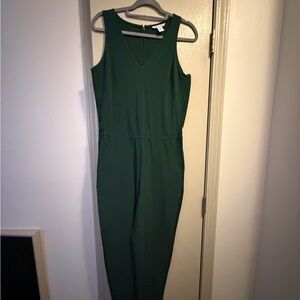 Athleta Forest Green V-Neck Jumpsuit